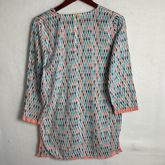 Roller Rabbit Modern Style Pattern Womens Size M Shoal Of Fish Colorful Shirt - Picture 4 of 9